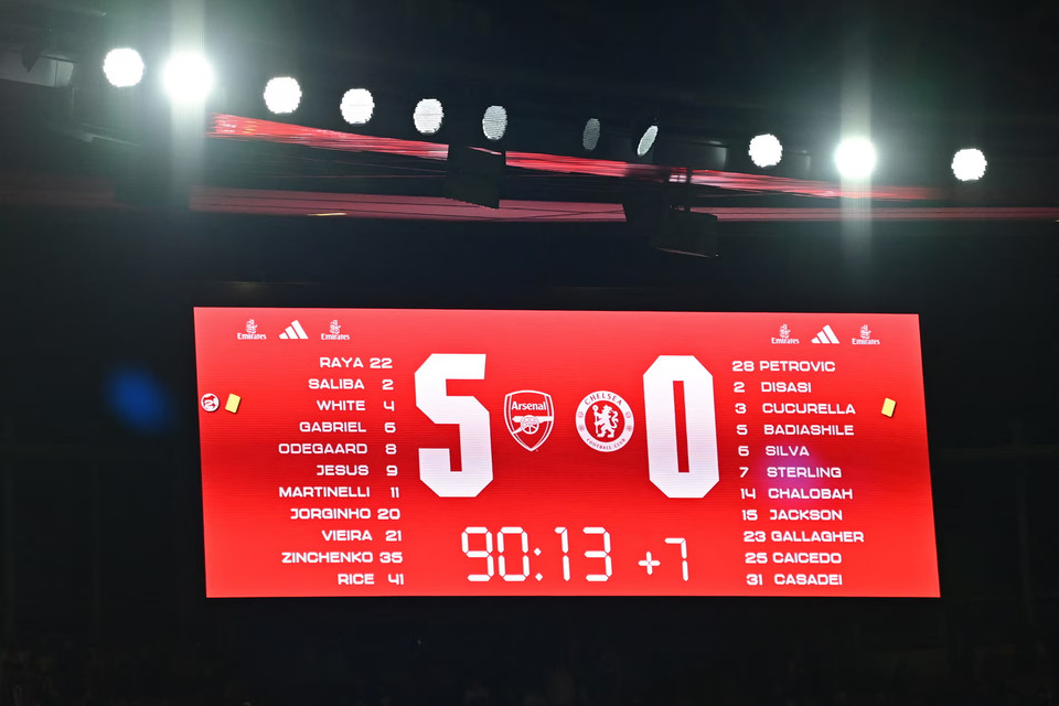 Chiến thắng chung cuộc 5-0 nghiêng về phía Arsenal. (Nguồn: AFP/Getty Images)