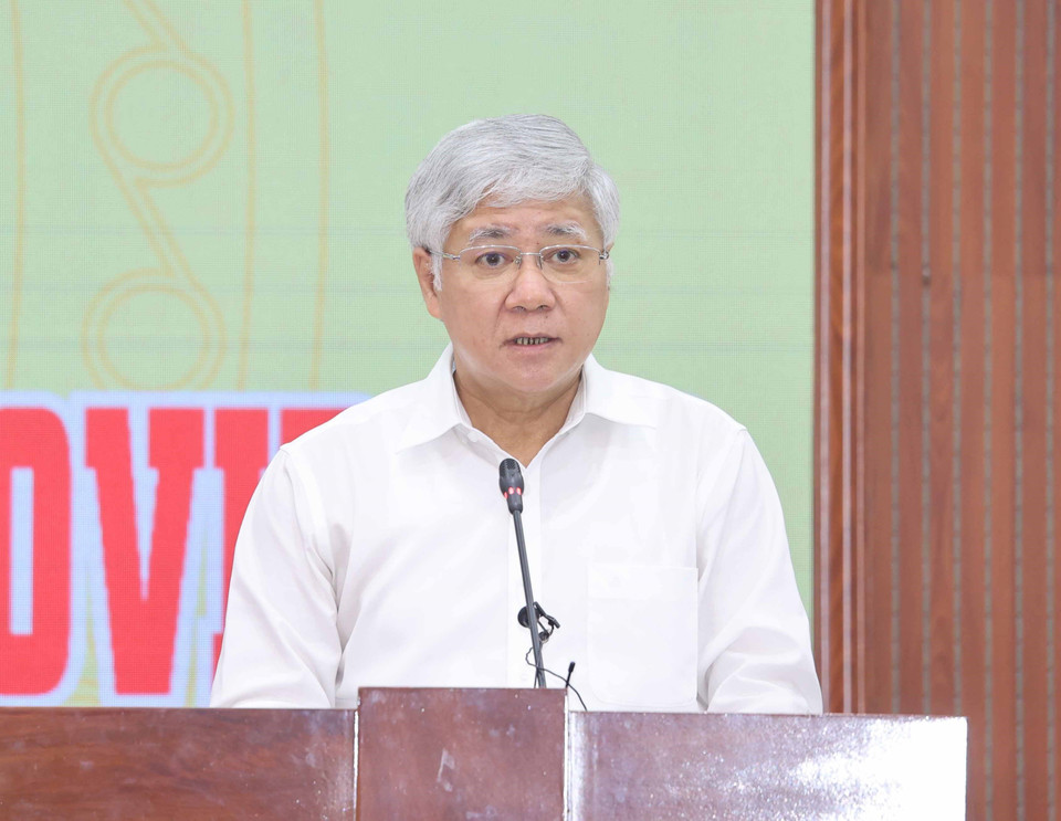 Chủ tịch Ủy ban Trung ương Mặt trận Tổ quốc Việt Nam Đỗ Văn Chiến phát biểu. (Ảnh: Thống Nhất/TTXVN)