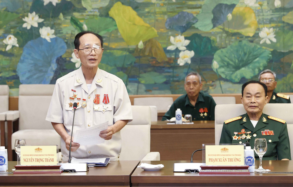 Ông Nguyễn Trọng Thành, Chủ tịch Hội Chiến sỹ Cách mạng bị địch bắt, tù đày tỉnh Nghệ An phát biểu. (Ảnh: Doãn Tấn/TTXVN)