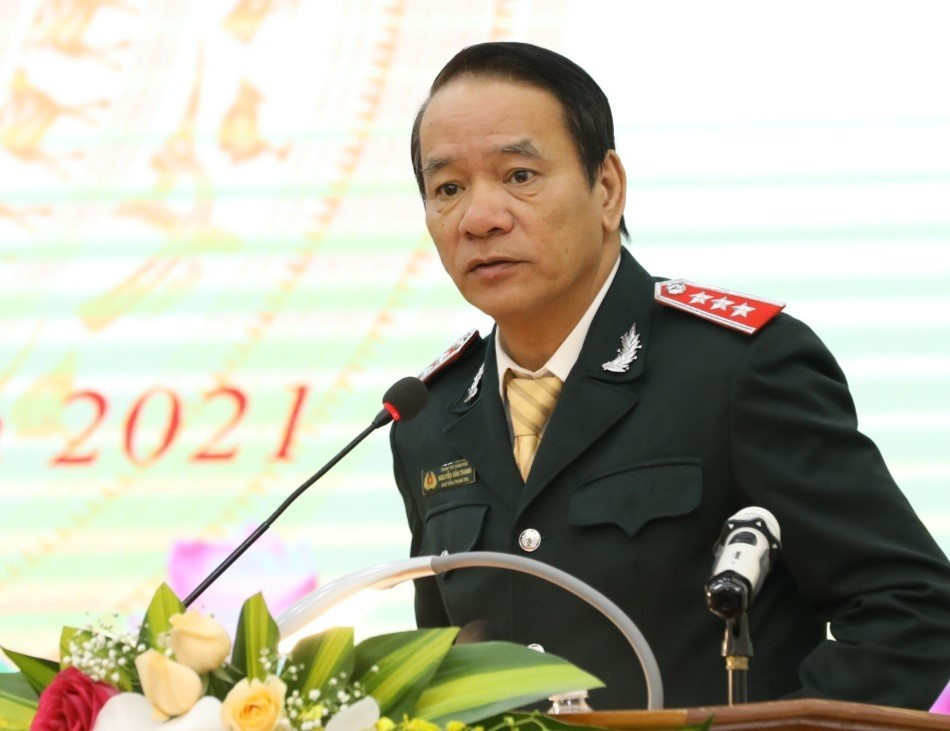 Phó Tổng Thanh tra Chính phủ Nguyễn Văn Thanh báo cáo tại hội nghị. (Ảnh: Văn Điệp/TTXVN)