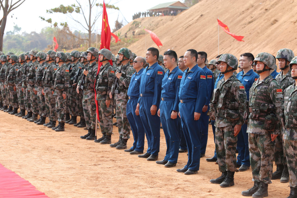 Các binh chủng tham gia tập trận. (Nguồn: Nhóm phóng viên CQTT TTXVN tại Campuchia)