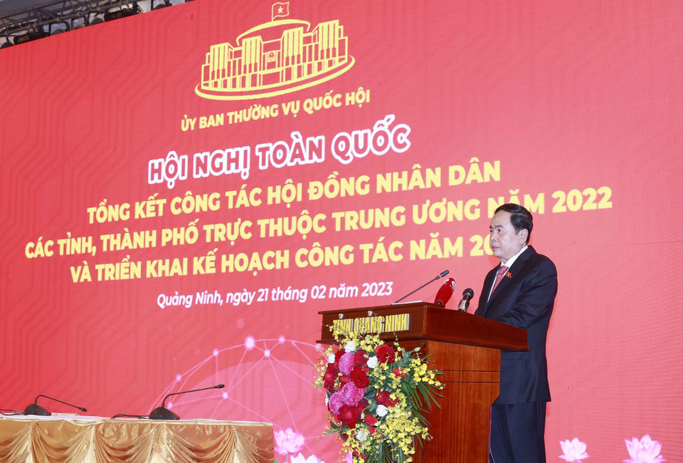 Phó Chủ tịch Thường trực Quốc hội Trần Thanh Mẫn phát biểu khai mạc hội nghị. (Ảnh: Doãn Tấn/TTXVN)