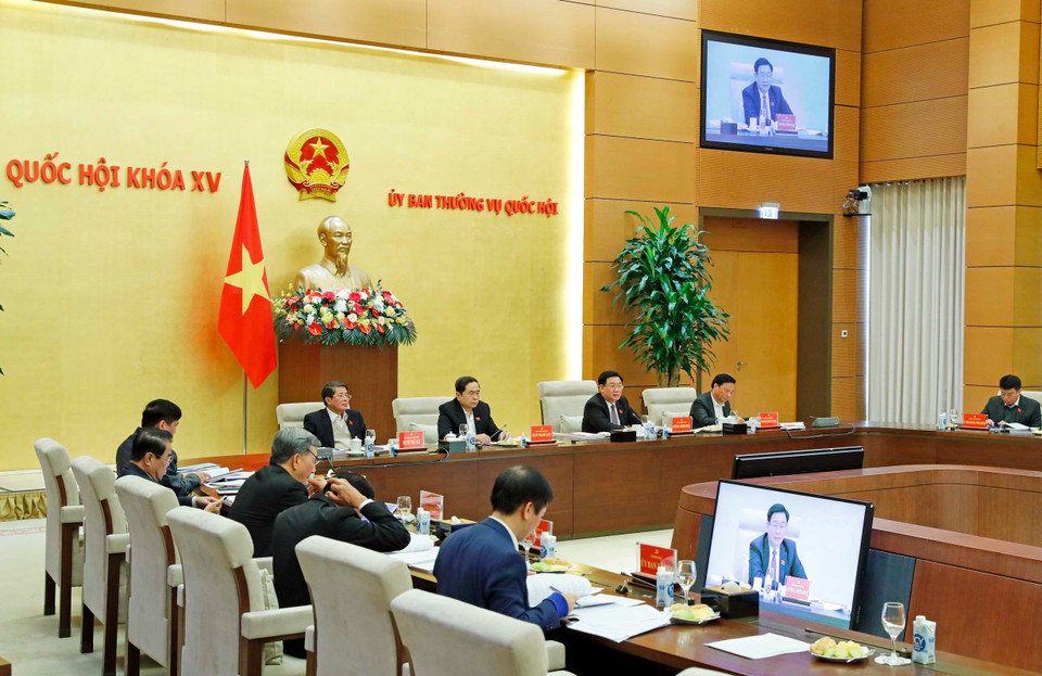 Chủ tịch Quốc hội Vương Đình Huệ phát biểu chỉ đạo. (Ảnh: Nhan Sáng/TTXVN)