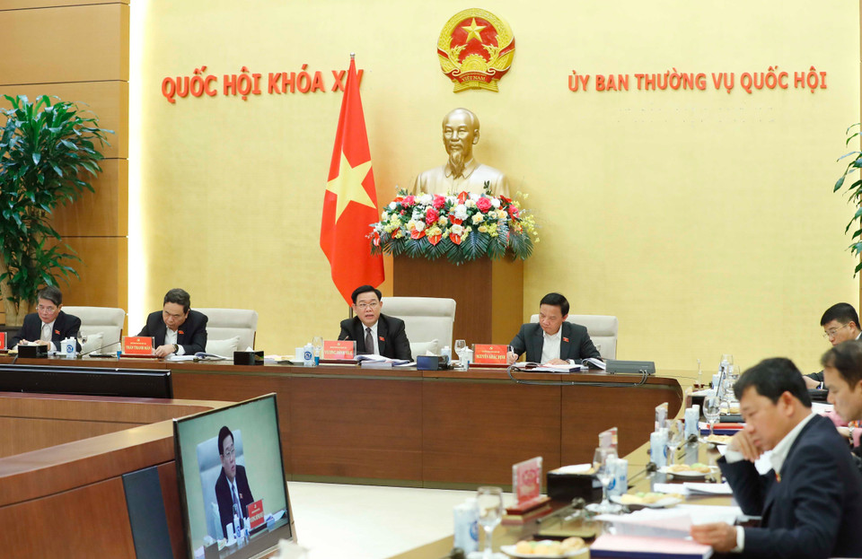 Chủ tịch Quốc hội Vương Đình Huệ phát biểu chỉ đạo. (Ảnh: Nhan Sáng/TTXVN)