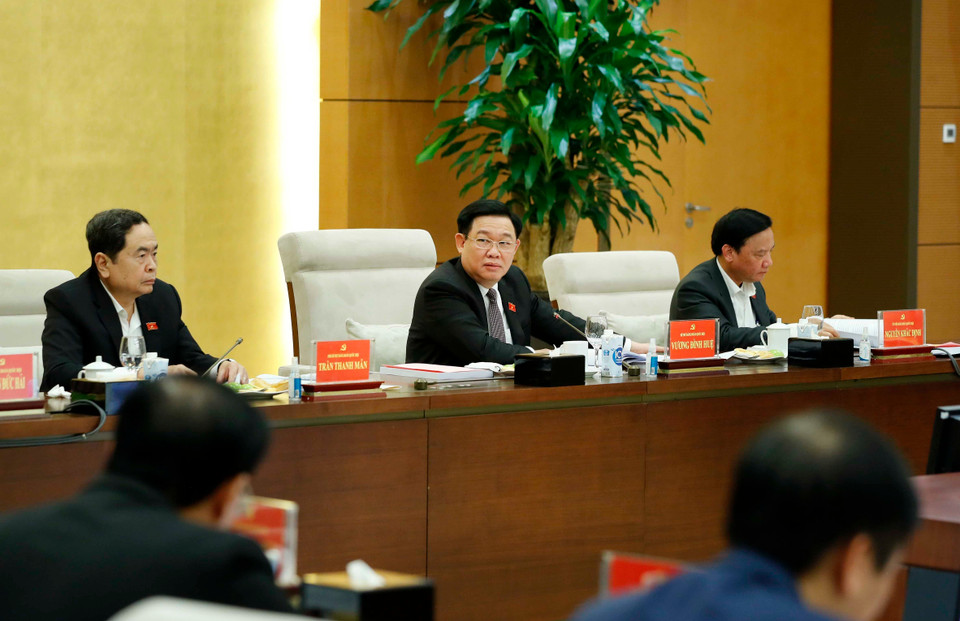 Chủ tịch Quốc hội Vương Đình Huệ phát biểu chỉ đạo. (Ảnh: Nhan Sáng/TTXVN)