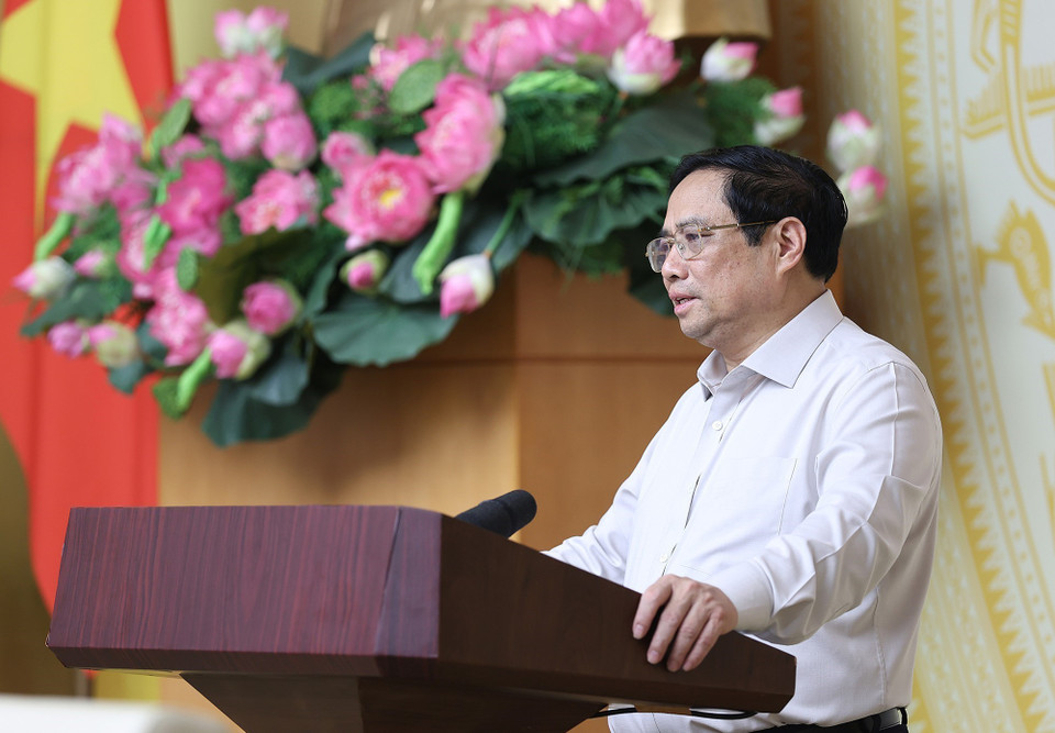 Thủ tướng Phạm Minh Chính chủ trì hội nghị. (Ảnh: Dương Giang/TTXVN)