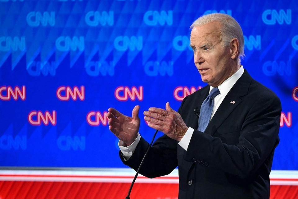 Đương kim Tổng thống Joe Biden tại phiên tranh luận đầu tiên. (Ảnh: Getty Images/AL.com/TTXVN)
