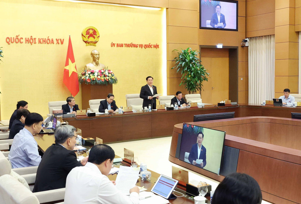 Chủ tịch Quốc hội Vương Đình Huệ phát biểu khai mạc. (Ảnh: Nhan Sáng/TTXVN)