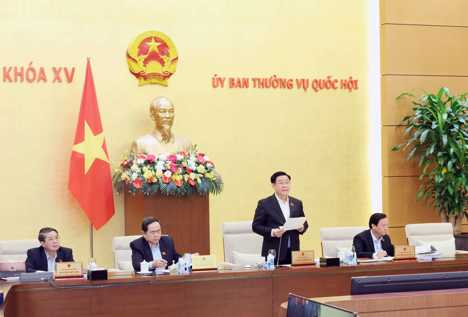 Chủ tịch Quốc hội Vương Đình Huệ phát biểu khai mạc. (Ảnh: Nhan Sáng/TTXVN)