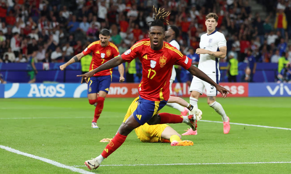 Niềm vui của Nico Williams sau khi lập công cho Tây Ban Nha. (Nguồn: Getty Images)