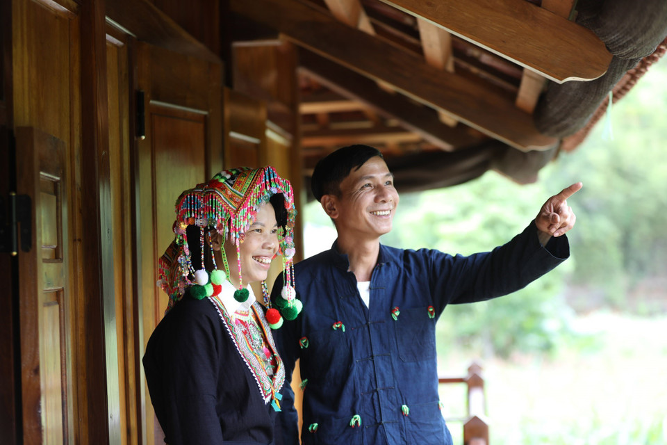 Trang phục dân tộc đặc sắc của đồng bào Dao tại thôn Lân Luông, xã Thiện Hòa, huyện Bình Gia, tỉnh Lạng Sơn. (Ảnh: Anh Tuấn/TTXVN)