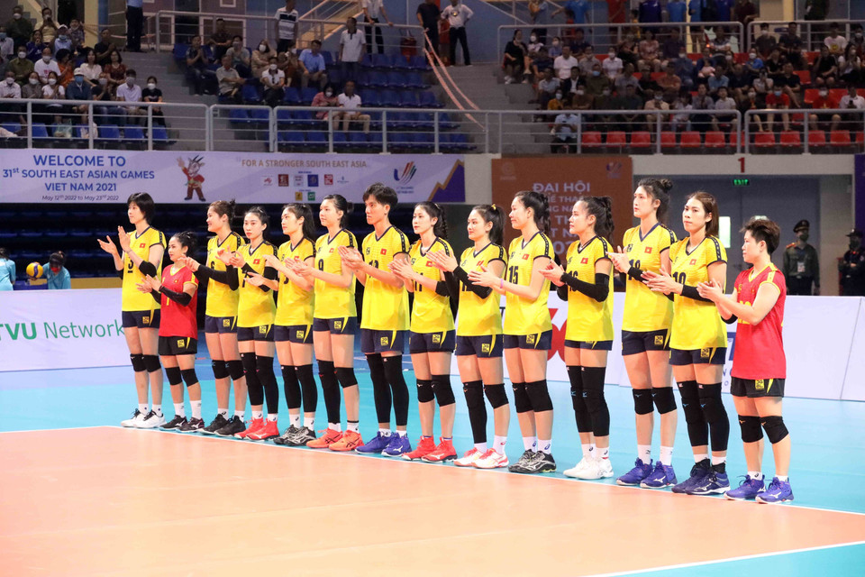 Các vận động viên đội bóng chuyền nữ Việt Nam. (Ảnh: Anh Tuấn/TTXVN)