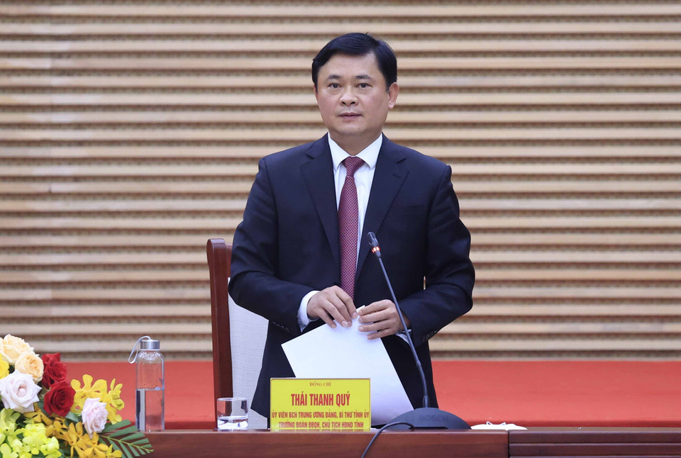 Ông Thái Thanh Quý, Ủy viên Trung ương Đảng, Bí thư Tỉnh ủy Nghệ An phát biểu. (Ảnh: Thống Nhất/TTXVN)