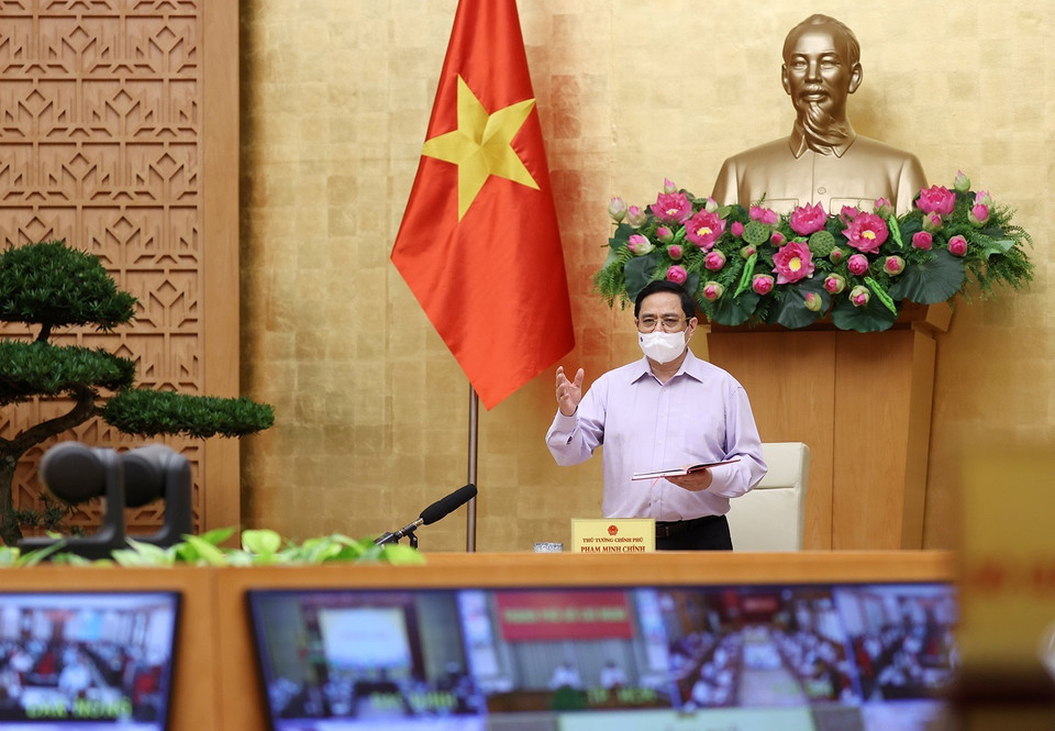 Thủ tướng Phạm Minh Chính phát biểu kết luận hội nghị. (Ảnh: Dương Giang/TTXVN)