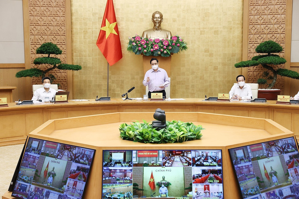 Thủ tướng Phạm Minh Chính phát biểu kết luận hội nghị. (Ảnh: Dương Giang/TTXVN)