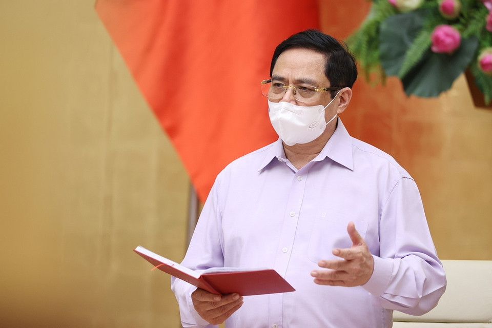 Thủ tướng Phạm Minh Chính phát biểu kết luận hội nghị. (Ảnh: Dương Giang/TTXVN)