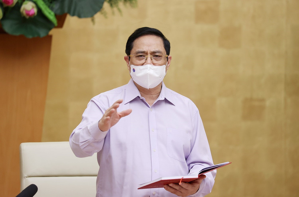 Thủ tướng Phạm Minh Chính phát biểu kết luận hội nghị. (Ảnh: Dương Giang/TTXVN)