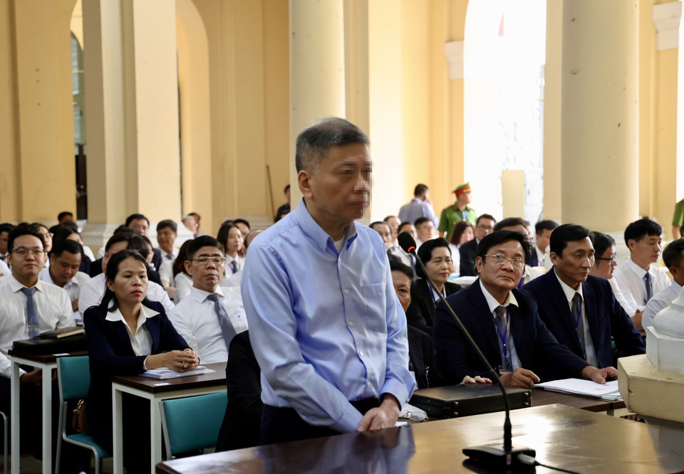 Bị cáo Chu Lập Cơ (chồng bà Trương Mỹ Lan) tại phiên tòa. (Ảnh: Thanh Vũ/TTXVN)