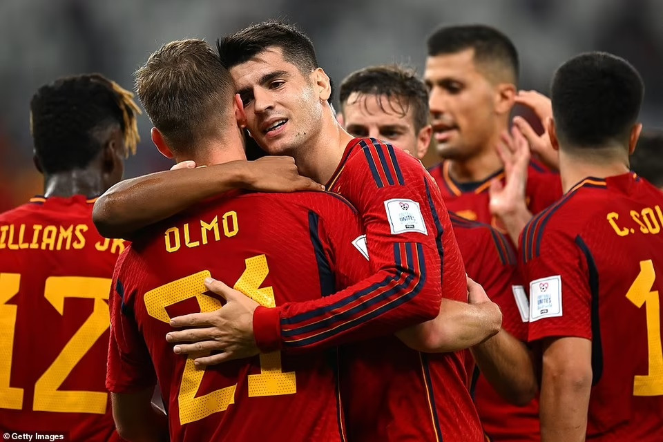 Morata khép lại ngày buồn cho Costa Rica bằng bàn ấn định tỷ số 7-0 ở phút 90+2. (Nguồn: Getty Images)