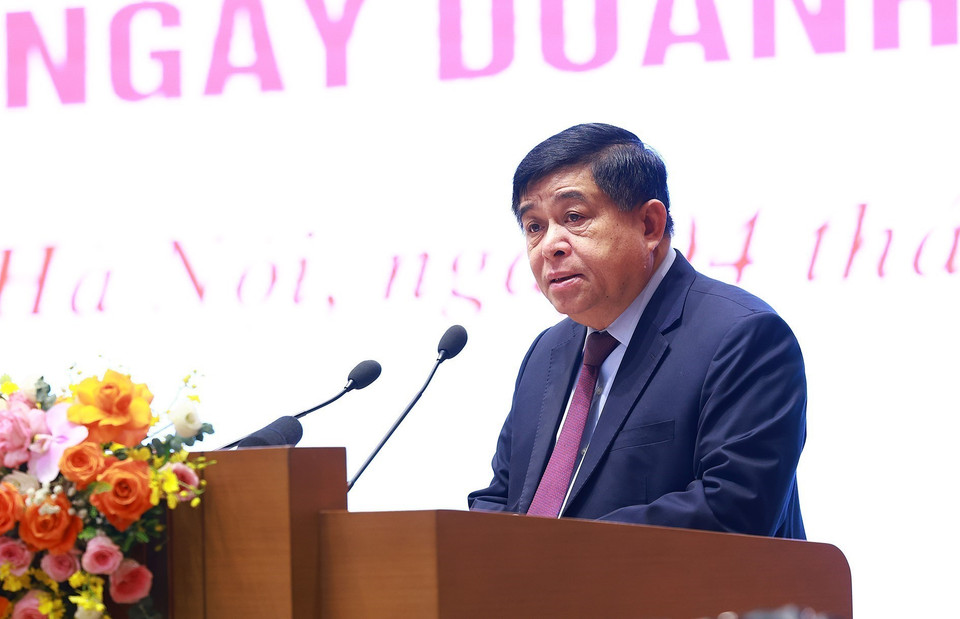 Bộ trưởng Bộ Kế hoạch và Đầu tư Nguyễn Chí Dũng phát biểu. (Ảnh: Dương Giang/TTXVN)
