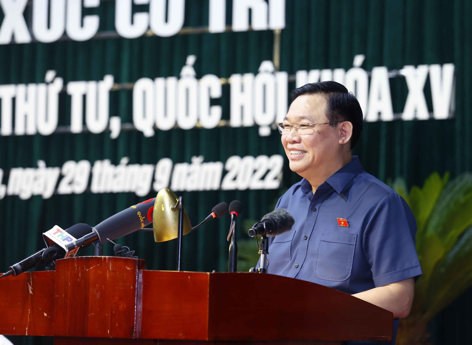 Chủ tịch Quốc hội Vương Đình Huệ phát biểu. (Ảnh: Doãn Tấn/TTXVN)