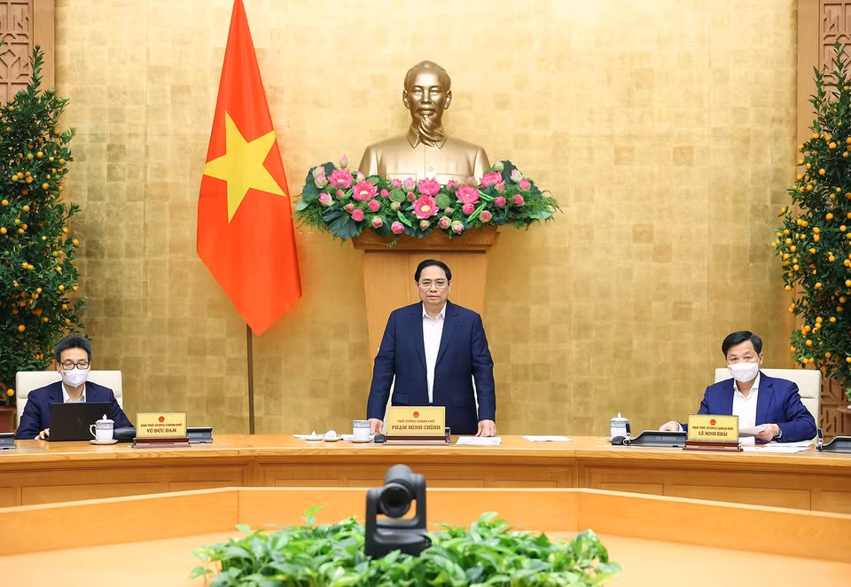 Phiên họp Chính phủ cũng đánh giá dự thảo Nghị quyết của Chính phủ về chương trình phục hồi và phát triển kinh tế-xã hội. (Ảnh: Dương Giang/TTXVN)