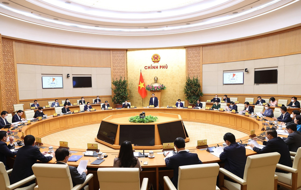 Quang cảnh phiên họp Chính phủ tháng 1/2022. (Ảnh: Dương Giang/TTXVN)
