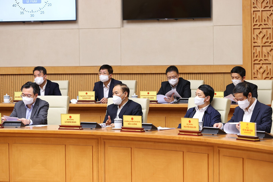 Hình ảnh đại diện các bộ, cơ quan thuộc Chính phủ tham dự phiên họp. (Ảnh: Dương Giang/TTXVN)