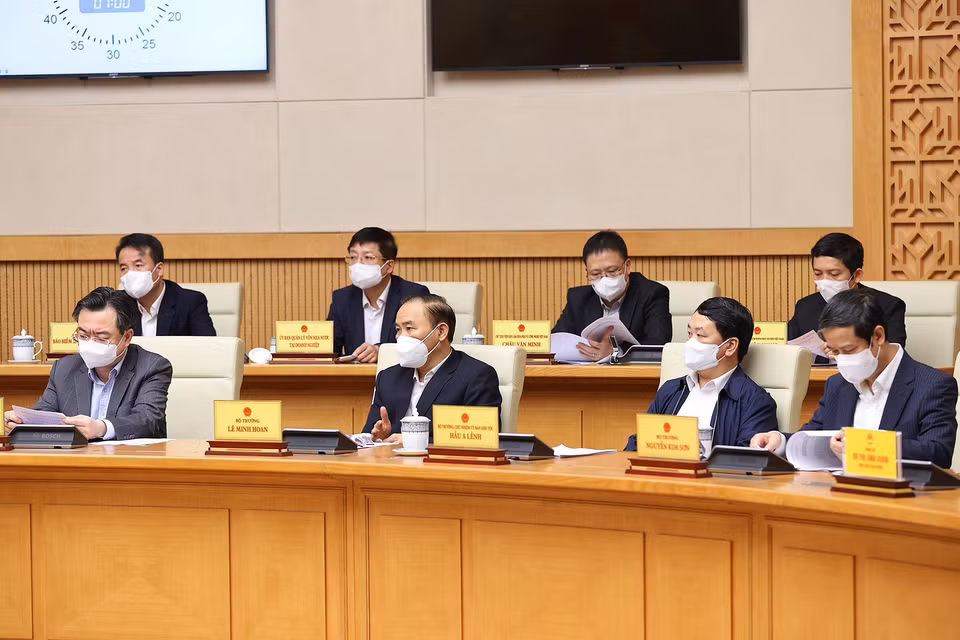 Hình ảnh đại diện các bộ, cơ quan thuộc Chính phủ tham dự phiên họp. (Ảnh: Dương Giang/TTXVN)