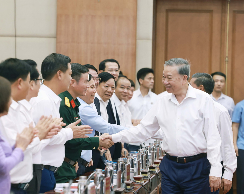 Chiều 14/11, Tổng Bí thư Tô Lâm làm việc với Ban Chấp hành Đảng bộ thành phố Hải Phòng. (Ảnh: Thống Nhất/TTXVN)