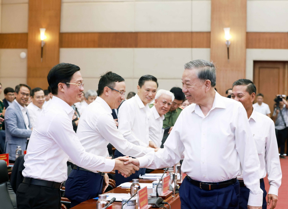 Tổng Bí thư Tô Lâm với các đại biểu. (Ảnh: Thống Nhất/TTXVN)