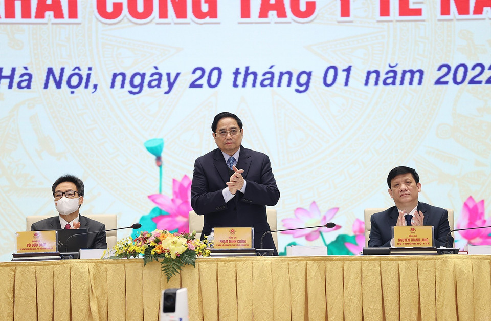 Thủ tướng Phạm Minh Chính dự và chỉ đạo hội nghị. (Ảnh: Dương Giang/TTXVN)