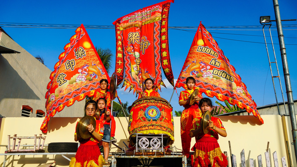 Hình ảnh tập luyện của đoàn Lân Sư Rồng Tú Anh Đường. (Ảnh: Ánh Tuyết/TTXVN)