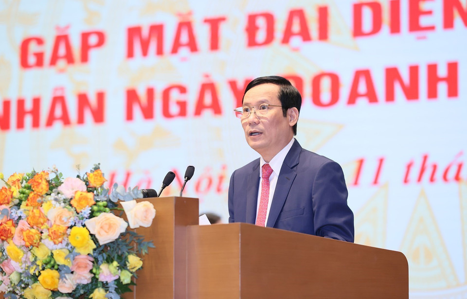 Chủ tịch VCCI Phạm Tấn Công phát biểu. (Ảnh: Dương Giang/TTXVN)