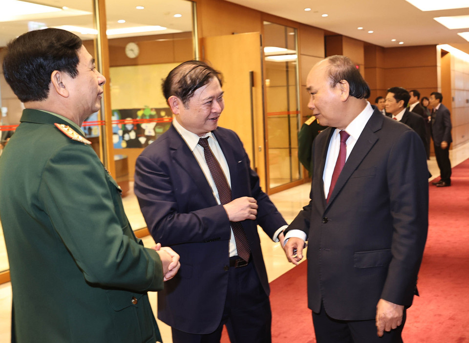  Thủ tướng Nguyễn Xuân Phúc với các đại biểu. (Ảnh: Trọng Đức/TTXVN)