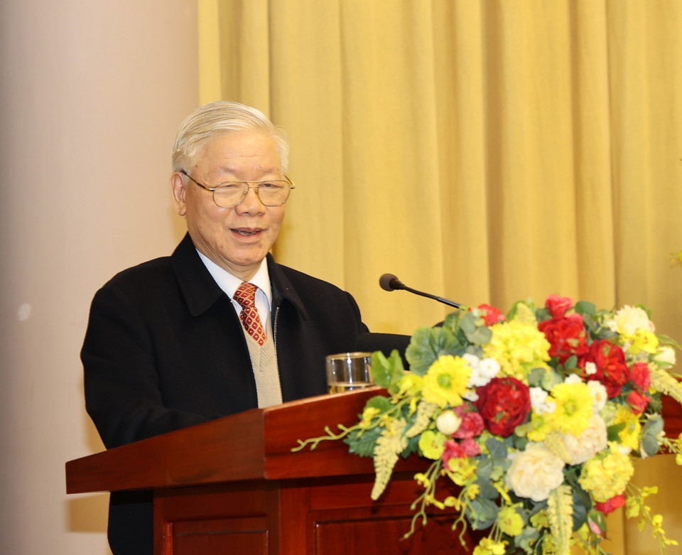 Tổng Bí thư, Chủ tịch nước Nguyễn Phú Trọng phát biểu tại Hội nghị. (Ảnh: Trí Dũng/TTXVN)