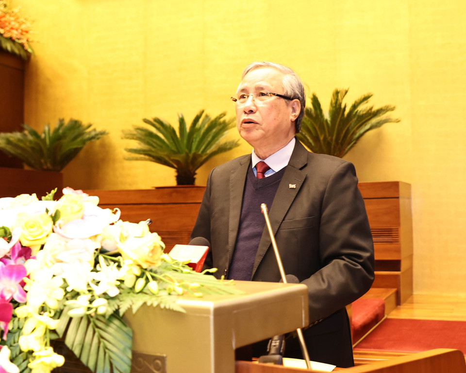  Ủy viên Bộ Chính trị, Thường trực Ban Bí thư Trần Quốc Vượng phát biểu. (Ảnh: Trọng Đức/TTXVN)