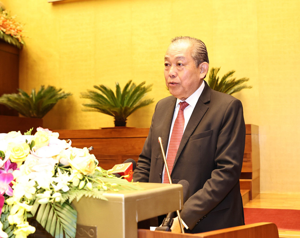 Phó Thủ tướng Thường trực Trương Hòa Bình, phó Chủ tịch Hội đồng Bầu cử quốc gia phát biểu. (Ảnh: Trọng Đức/TTXVN)