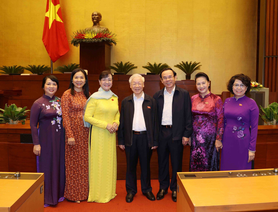 Tổng Bí thư, Chủ tịch nước Nguyễn Phú Trọng và các đại biểu dự kỳ họp. (Ảnh: Trí Dũng/TTXVN)