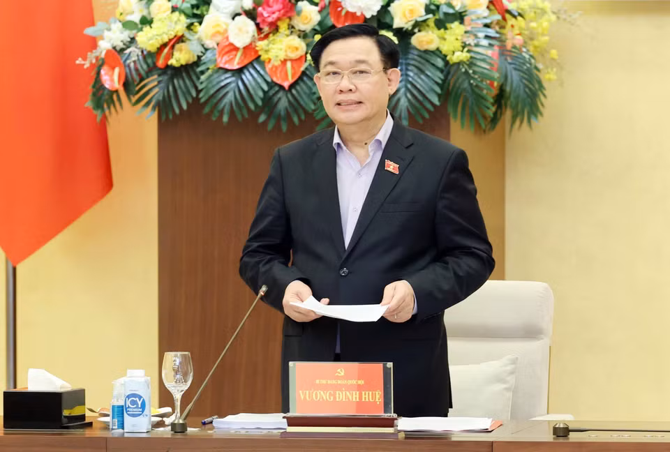 Chủ tịch Quốc hội Vương Đình Huệ phát biểu chỉ đạo. (Ảnh: Nhan Sáng/TTXVN)