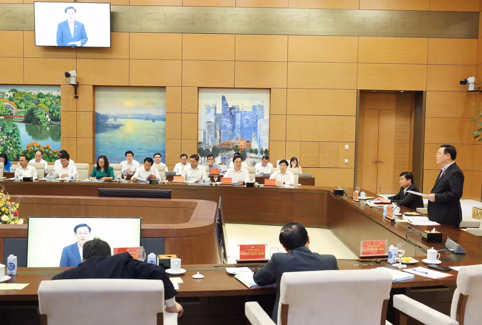 Chủ tịch Quốc hội Vương Đình Huệ phát biểu chỉ đạo. (Ảnh: Nhan Sáng/TTXVN)