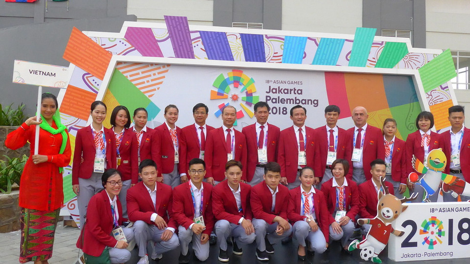 Đoàn Việt Nam tại buổi lễ. (Nguồn: Vietnam+)