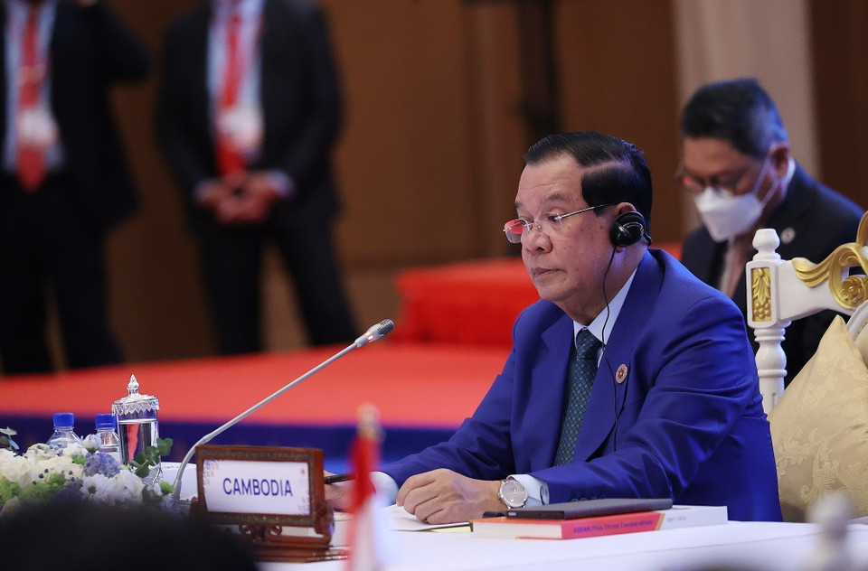 Thủ tướng Campuchia, Chủ tịch ASEAN 2022 Samdech Techo Hun Sen khai mạc hội nghị. (Ảnh: Dương Giang/TTXVN)