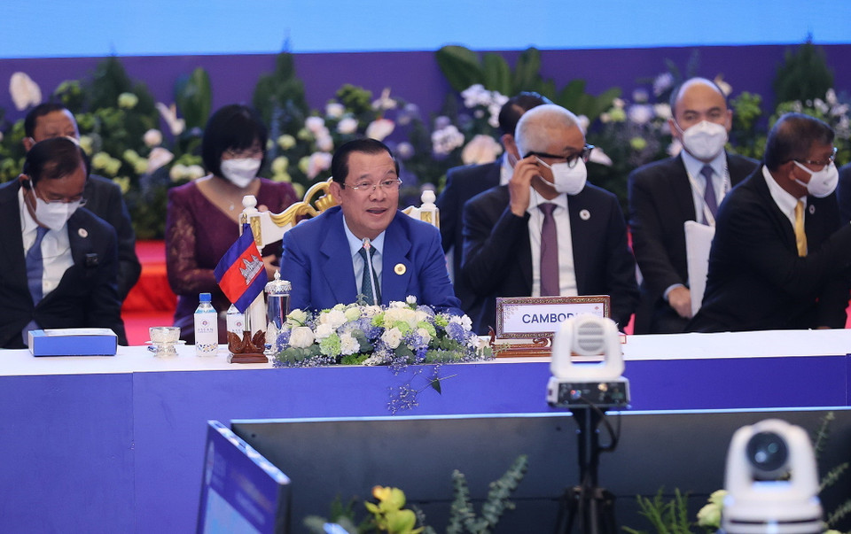 Thủ tướng Campuchia, Chủ tịch ASEAN 2022 Samdech Techo Hun Sen khai mạc hội nghị. (Ảnh: Dương Giang/TTXVN)