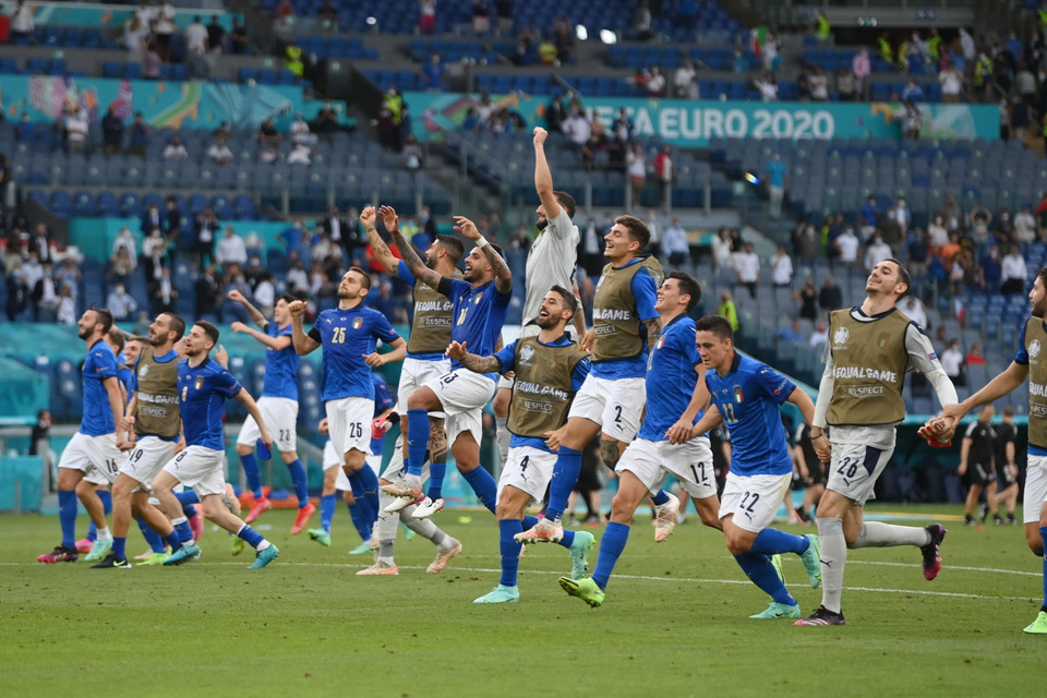 Đội tuyển Italy nhất bảng A với 9 điểm tuyệt đối, và sẽ đối đầu Áo ở vòng 1/8 EURO 2020. (Nguồn: AFP/Getty Images)