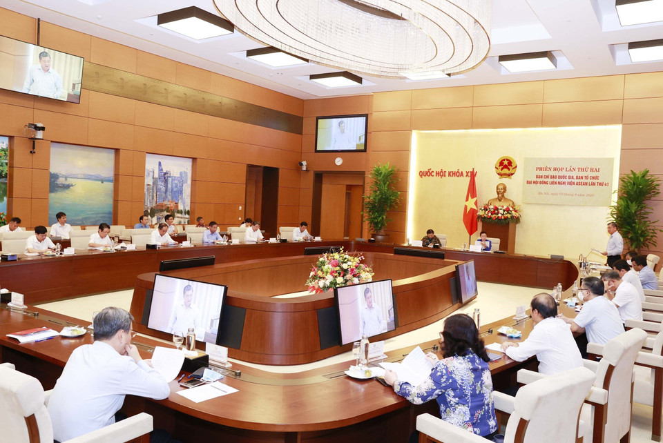 Sáng 5/8/2020, tại Nhà Quốc hội, Chủ tịch Quốc hội Nguyễn Thị Kim Ngân, Chủ tịch AIPA-41 chủ trì và phát biểu tại Phiên họp lần thứ hai Ban Chỉ đạo Quốc gia, Ban Tổ chức Đại hội đồng Liên nghị viện ASEAN lần thứ 41 (AIPA-41). (Ảnh: Trọng Đức/TTXVN)