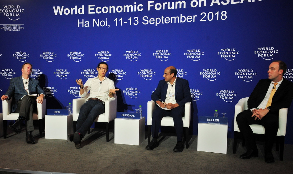 Sáng 13/9, tại Trung tâm Hội nghị quốc gia (Hà Nội) diễn ra Phiên thảo luận với chủ đề Thúc đẩy tài chính bao trùm ASEAN. (Ảnh: Nguyễn Khang/TTXVN)