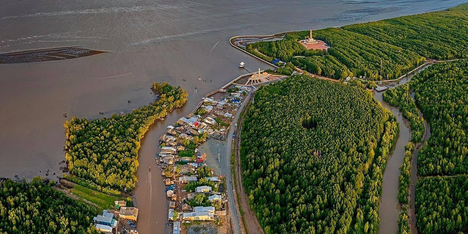 Khu vực Mũi Cà Mau nhìn từ trên cao. (Ảnh: Thế Anh/TTXVN)