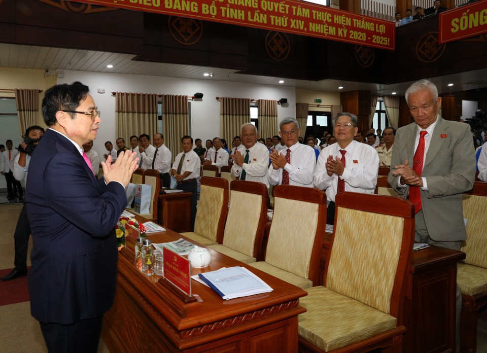 Ông Phạm Minh Chính, Ủy viên Bộ Chính trị, Bí thư Trung ương Đảng, Trưởng ban Tổ chức Trung ương đến dự và chỉ đạo Đại hội. (Ảnh: Duy Khương/TTXVN)