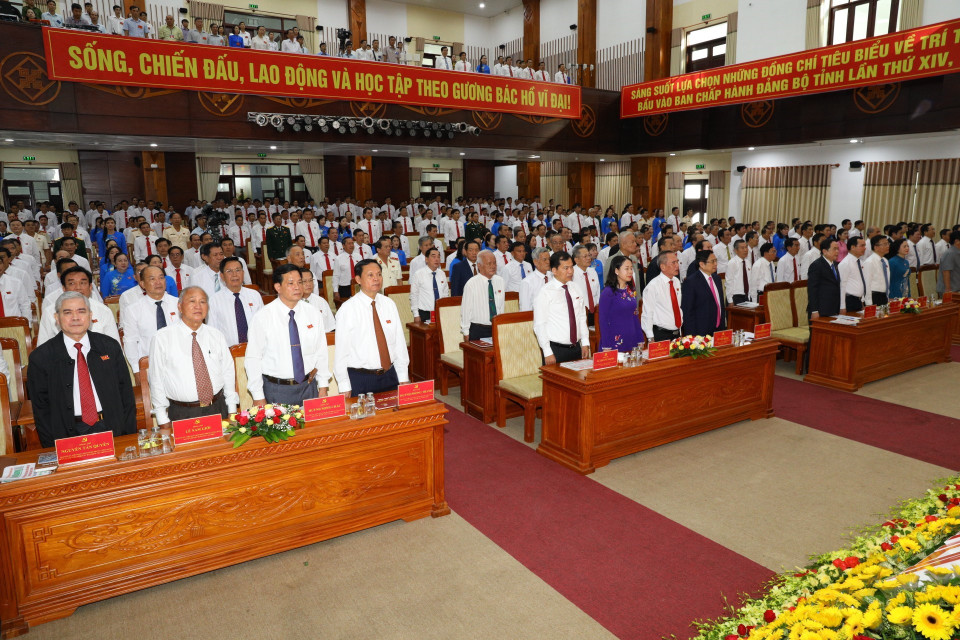 Các đại biểu thực hiện nghi thức chào cờ. (Ảnh: Duy Khương/TTXVN)